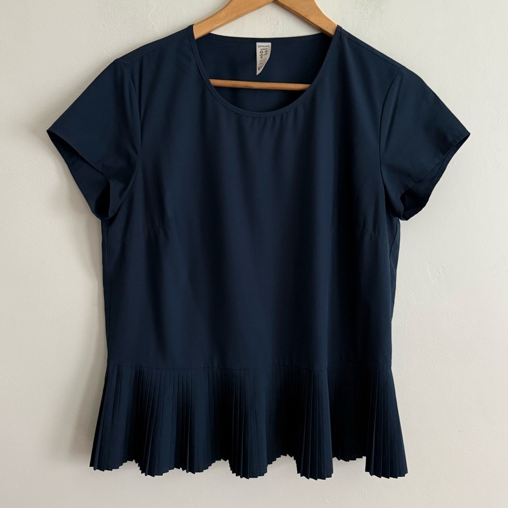 Spanx Yes Pleats Shirt Short Sleeve Size Medium
